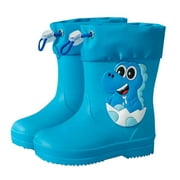 Quealent Toddler Boys Shoes Kids Chukka Children Female Elastic Mouth Children'S Rain Boots Textured Soles Non Slip Light Rubber Boots Toddler 5 Blue 9